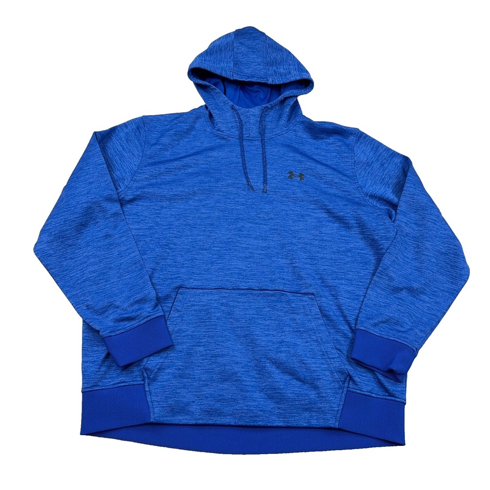Under Armour Hoodie Men XXL 2XL Blue Cold Gear Loose Fit Sweatshirt UA Heather